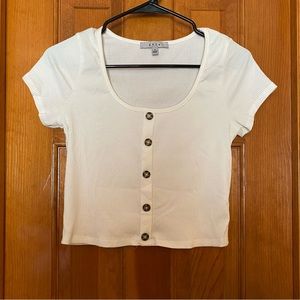 cropped button tee